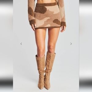 NWT SER.O.YA Tetra Fuzzy Skirt-Beige Camo